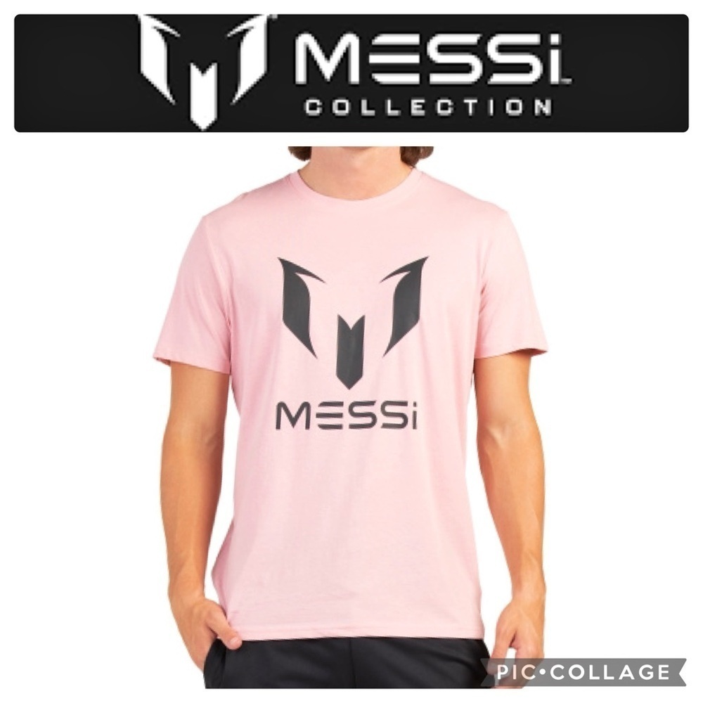 Messi authentic logo soccer player pink Tshirt size XL NWT